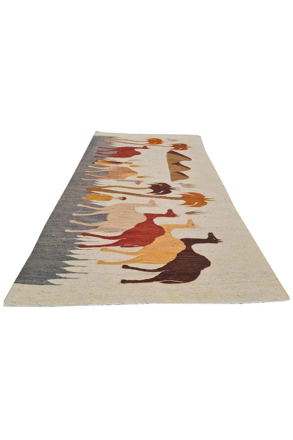 Rare Hand Knotted Vintage Bulgaria Pictorial Kilim Wool Area Rug 5.5 x 3.0 Ft