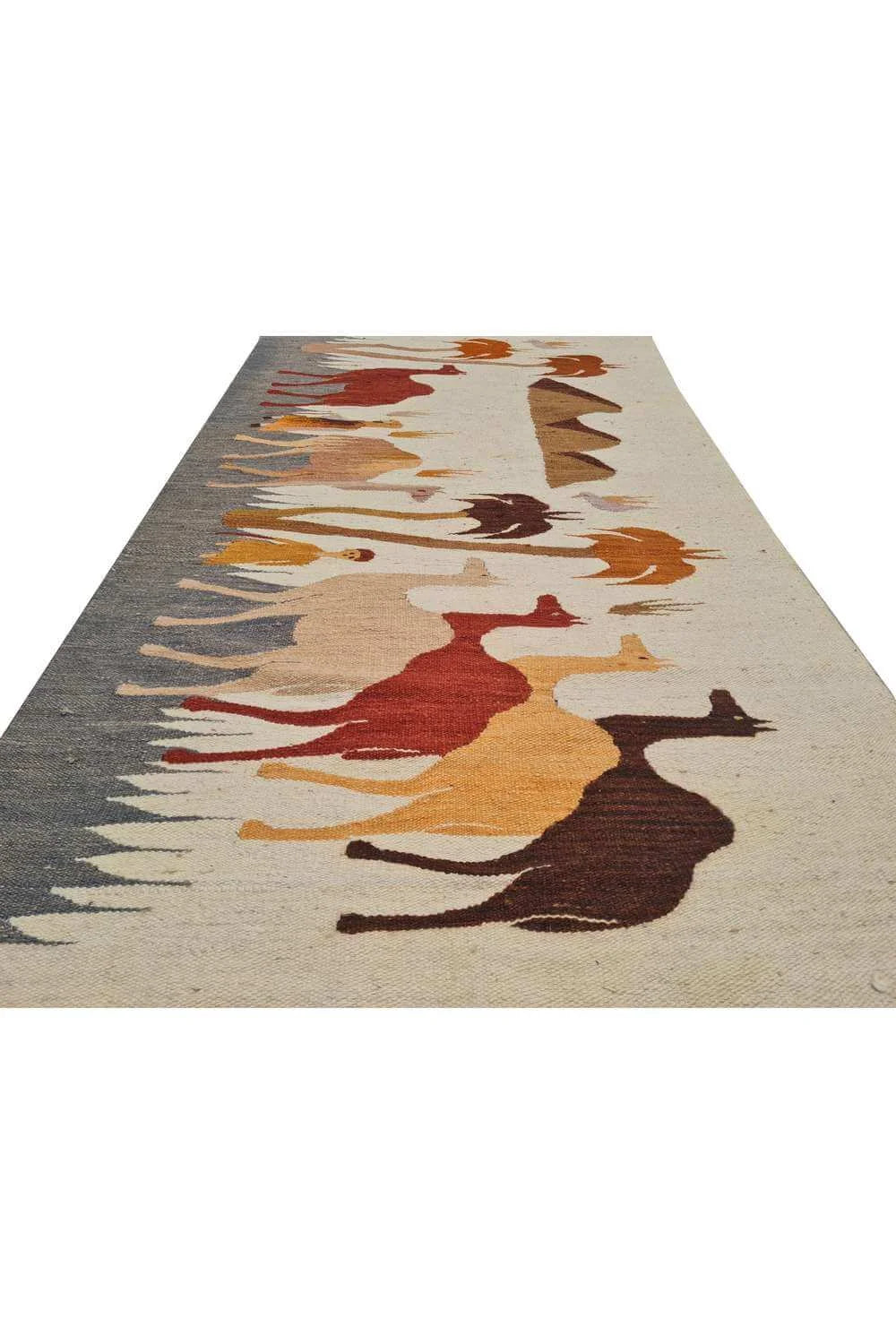 Rare Hand Knotted Vintage Bulgaria Pictorial Kilim Wool Area Rug 5.5 x 3.0 Ft