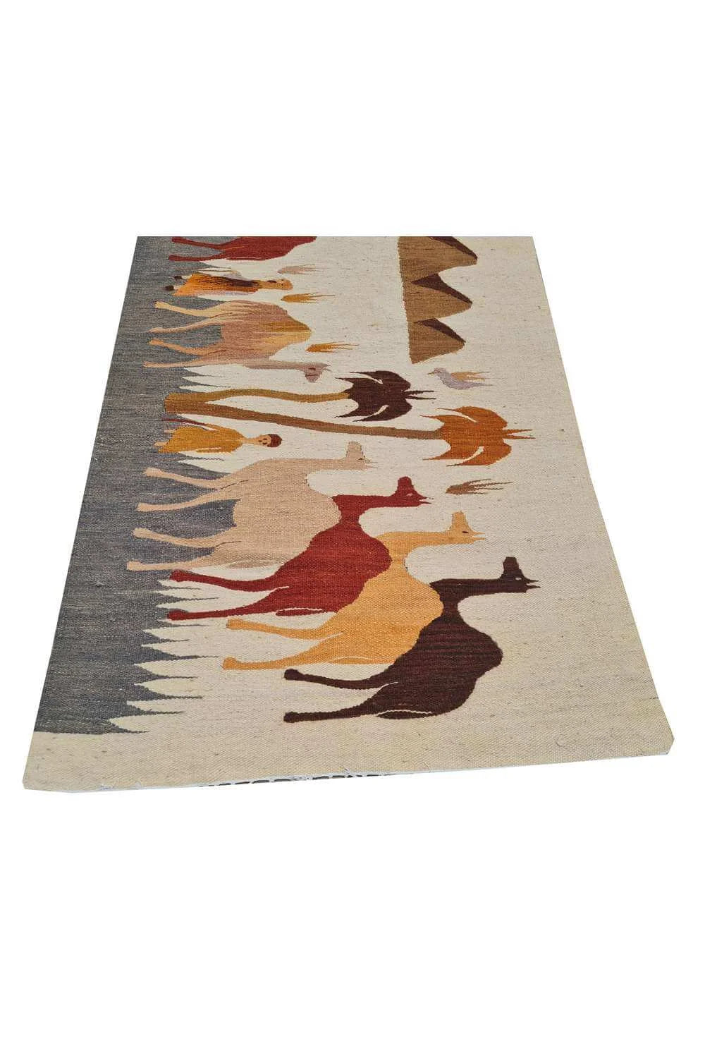 Rare Hand Knotted Vintage Bulgaria Pictorial Kilim Wool Area Rug 5.5 x 3.0 Ft