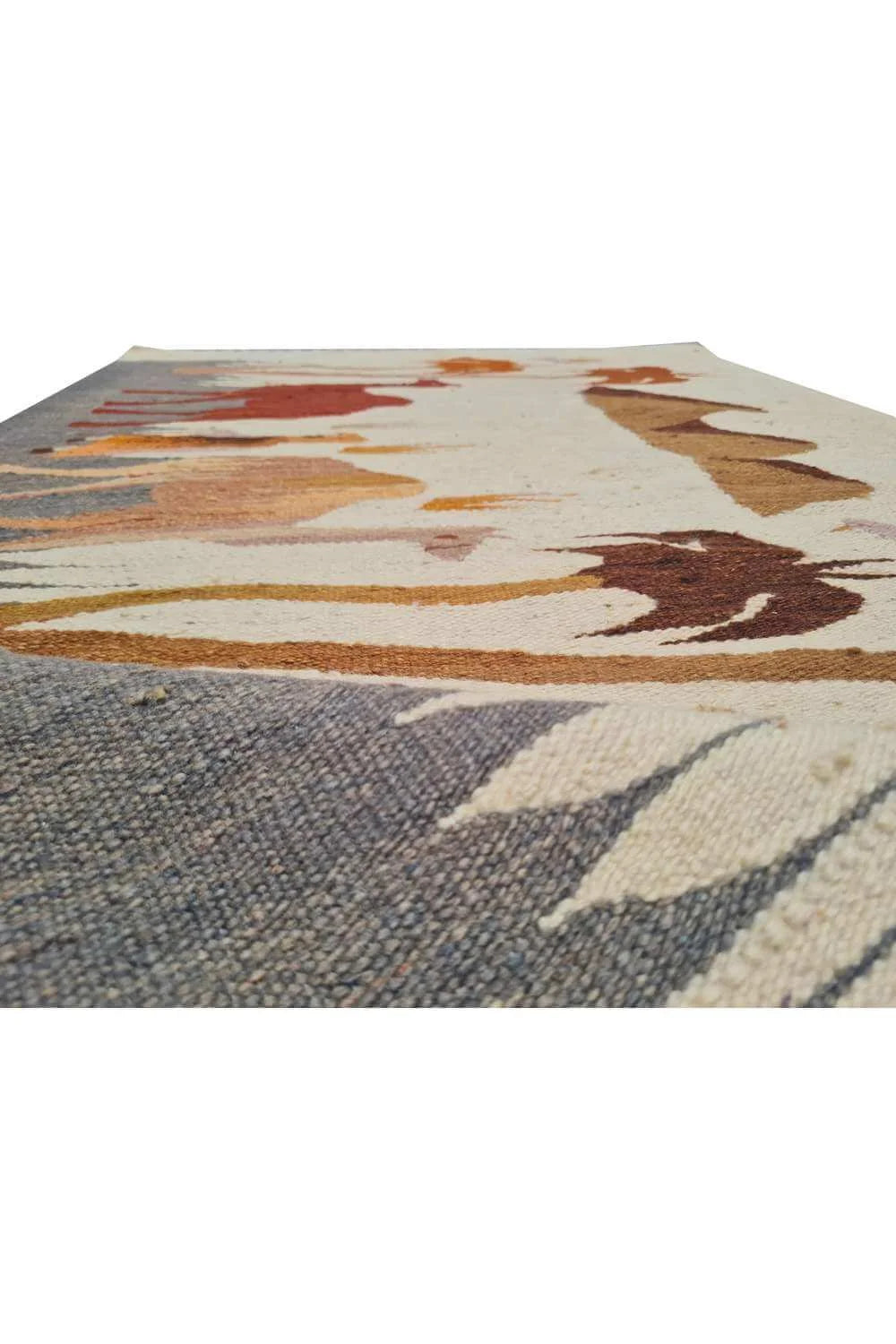 Rare Hand Knotted Vintage Bulgaria Pictorial Kilim Wool Area Rug 5.5 x 3.0 Ft