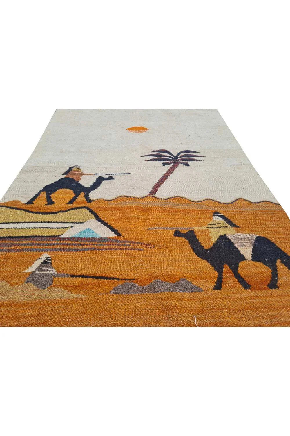 Rare Hand Knotted Vintage Bulgaria Pictorial Kilim Wool Area Rug 3.2 x 2.5 Ft