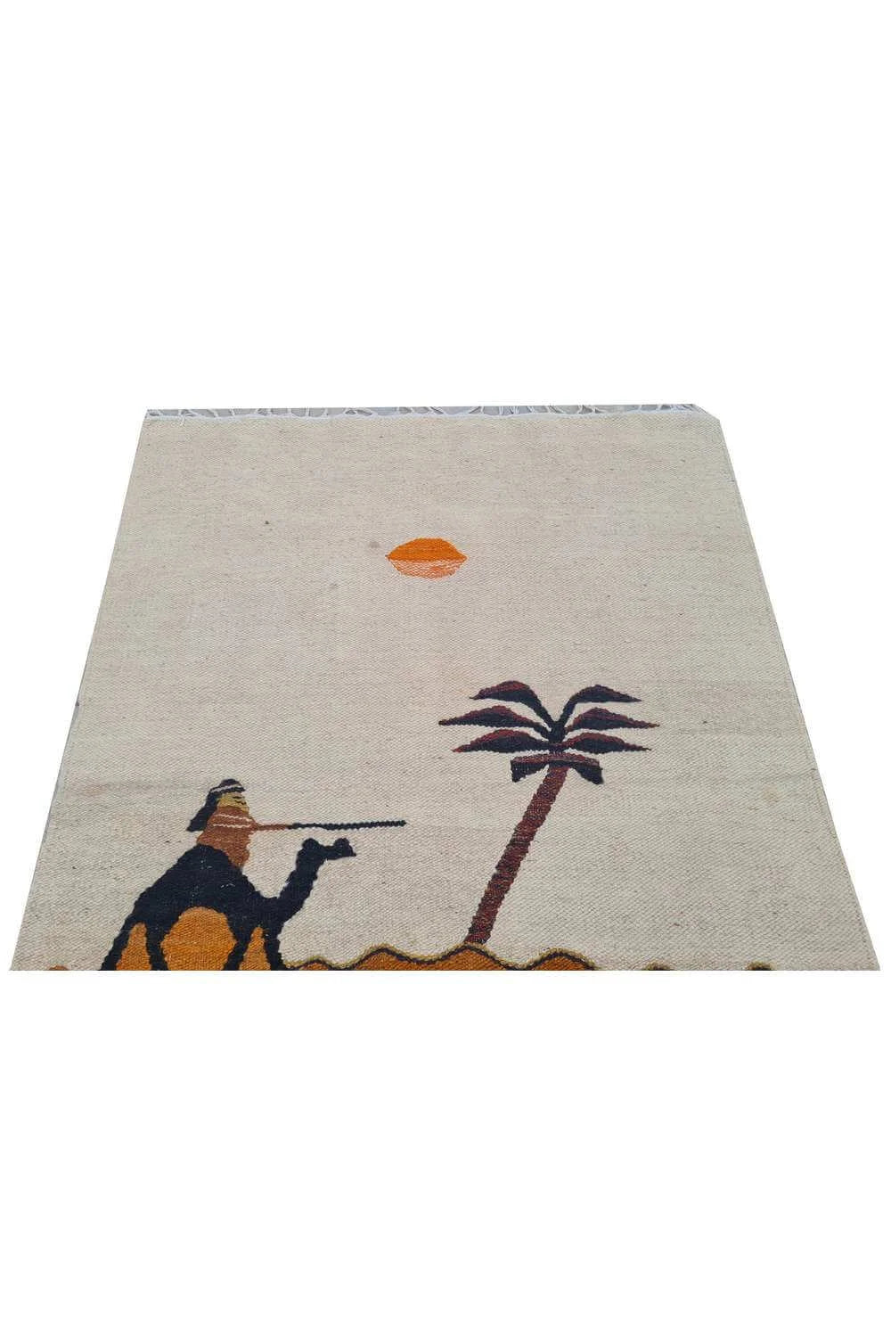 Rare Hand Knotted Vintage Bulgaria Pictorial Kilim Wool Area Rug 3.2 x 2.5 Ft