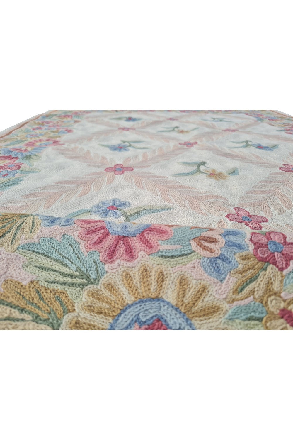 Hand Embroidered Needlework Vintage Kashmiri Textile Wall Hanging 5 x 3 Ft