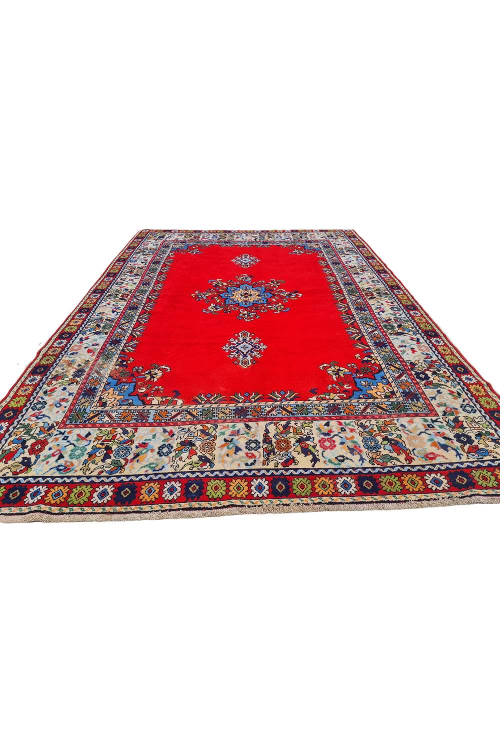 Amazing Hand Knotted Vintage Morocco Wool Area Rug 9.11 x 6.6 Ft