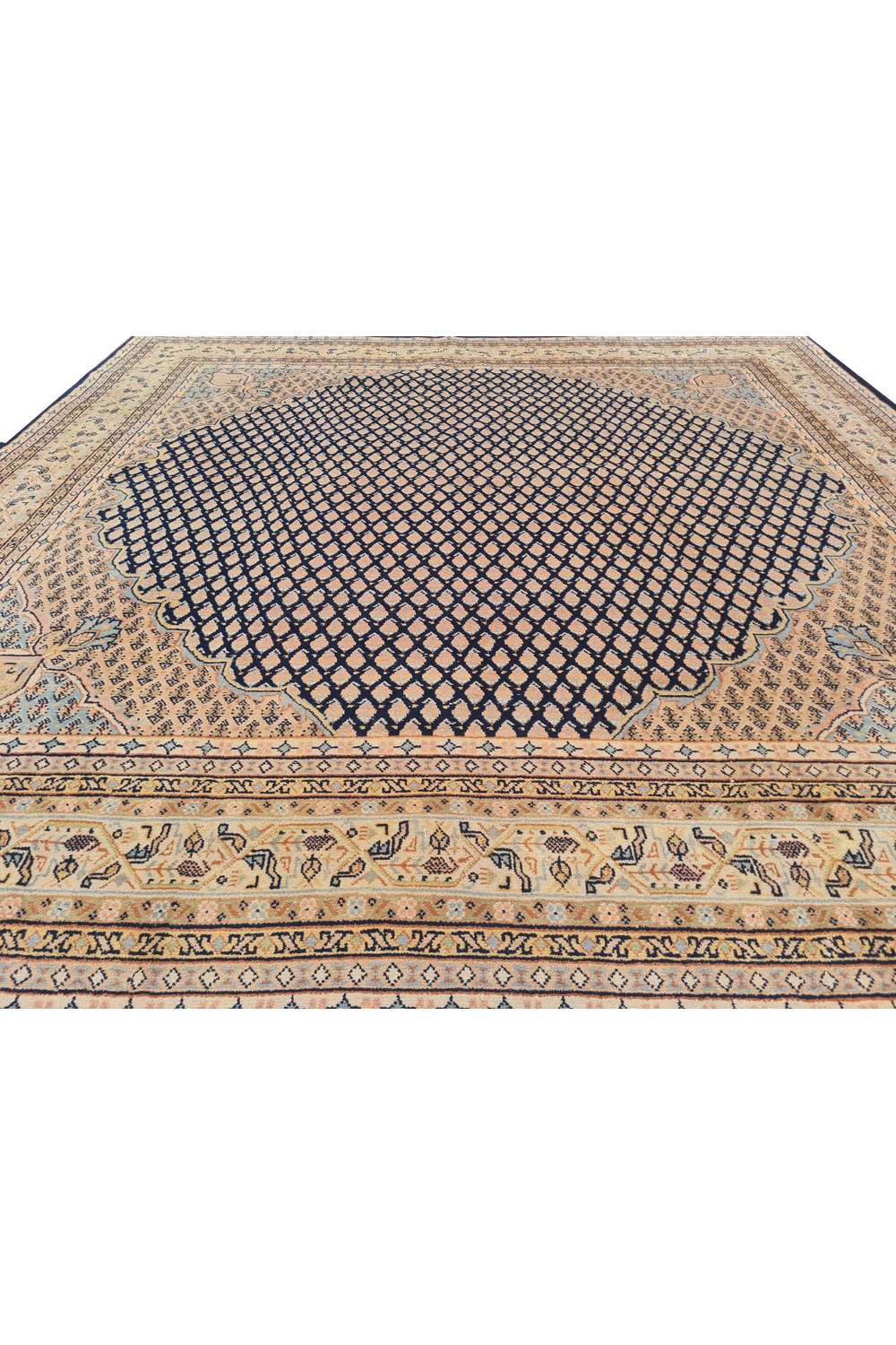 Amazing Hand Knotted Vintage Badam Gul Wool Area Rug 6.5 x 6.4 Ft