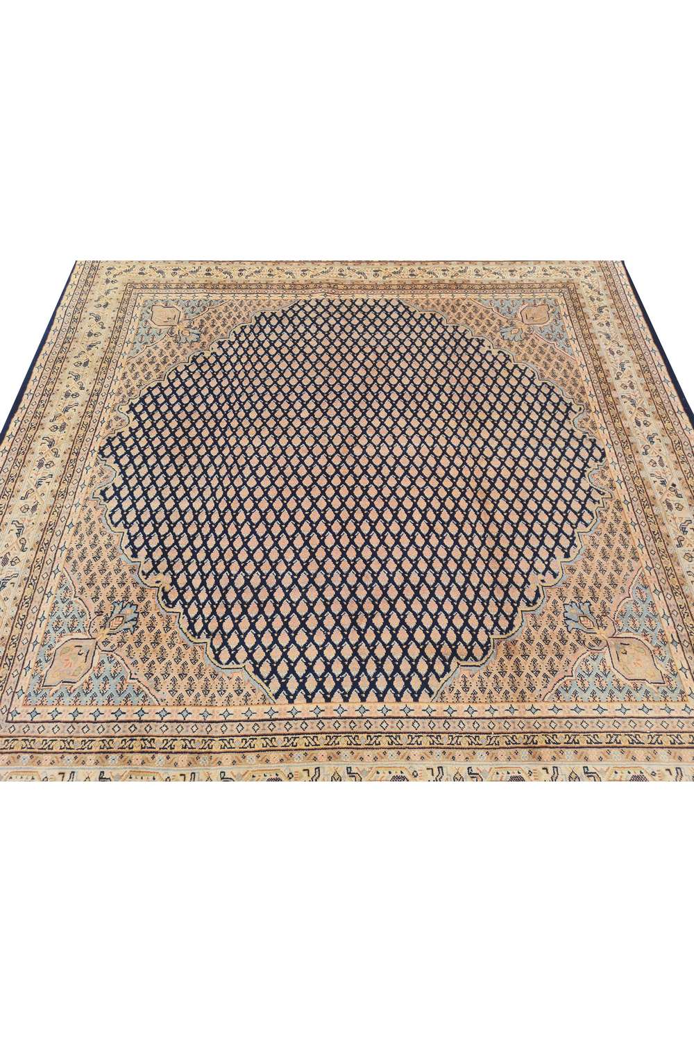 Amazing Hand Knotted Vintage Badam Gul Wool Area Rug 6.5 x 6.4 Ft