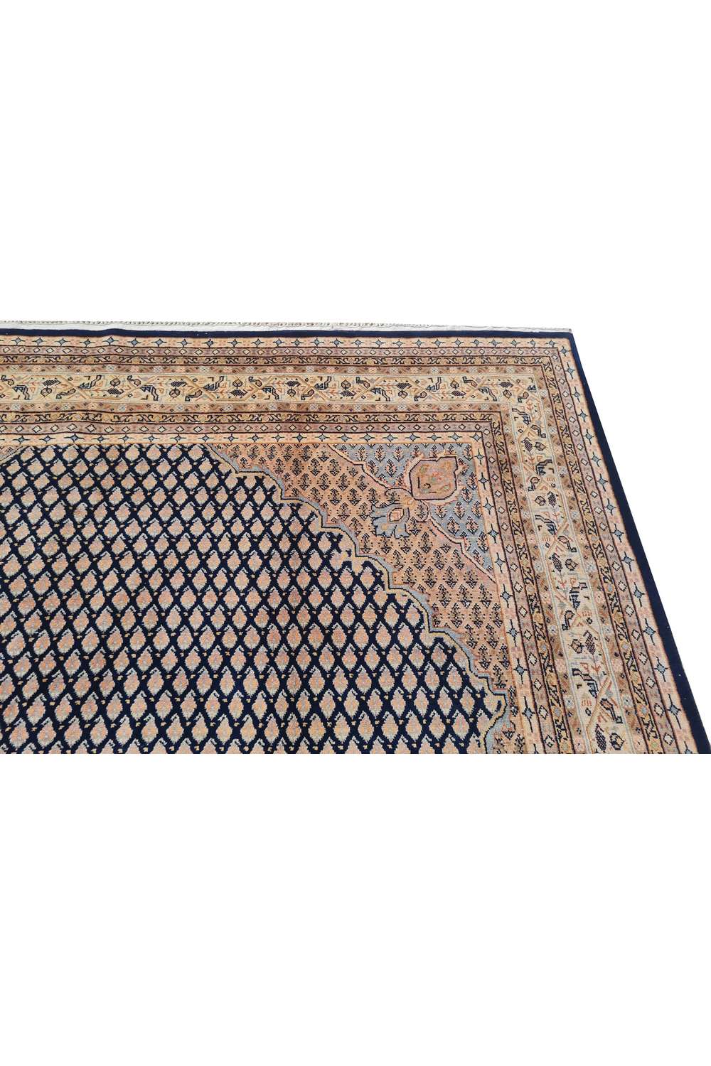 Amazing Hand Knotted Vintage Badam Gul Wool Area Rug 6.5 x 6.4 Ft