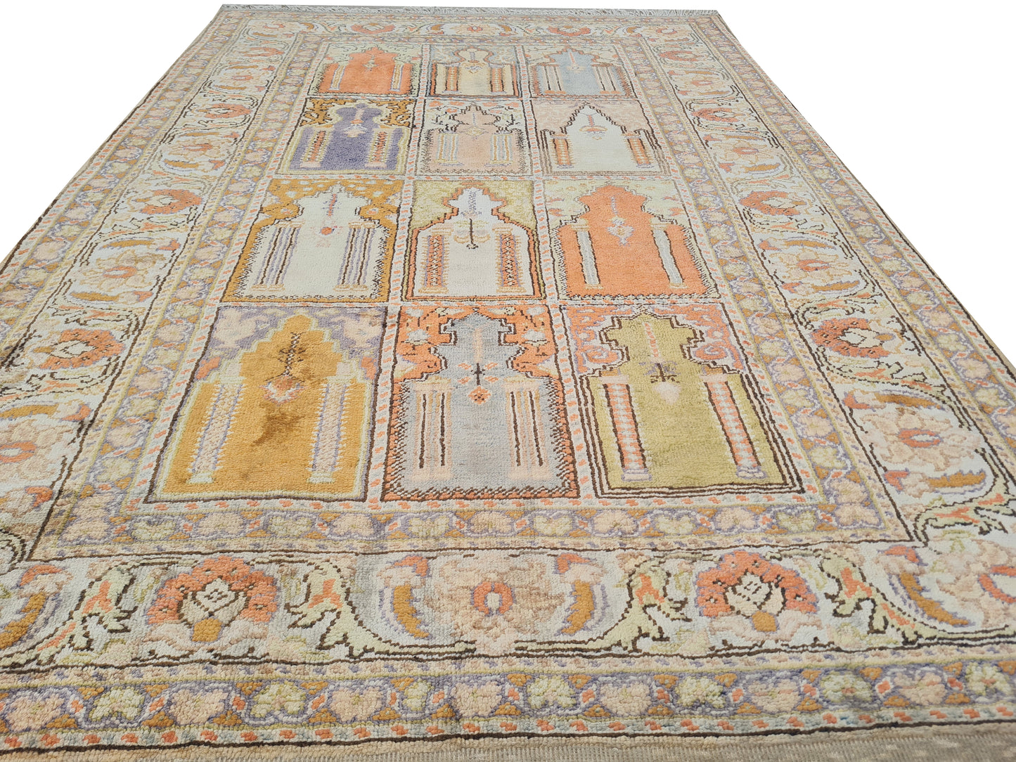 Amazing Hand Knotted Vintage Turkish Qaisery Silk Area Rug 4.3 x 3.0 Ft