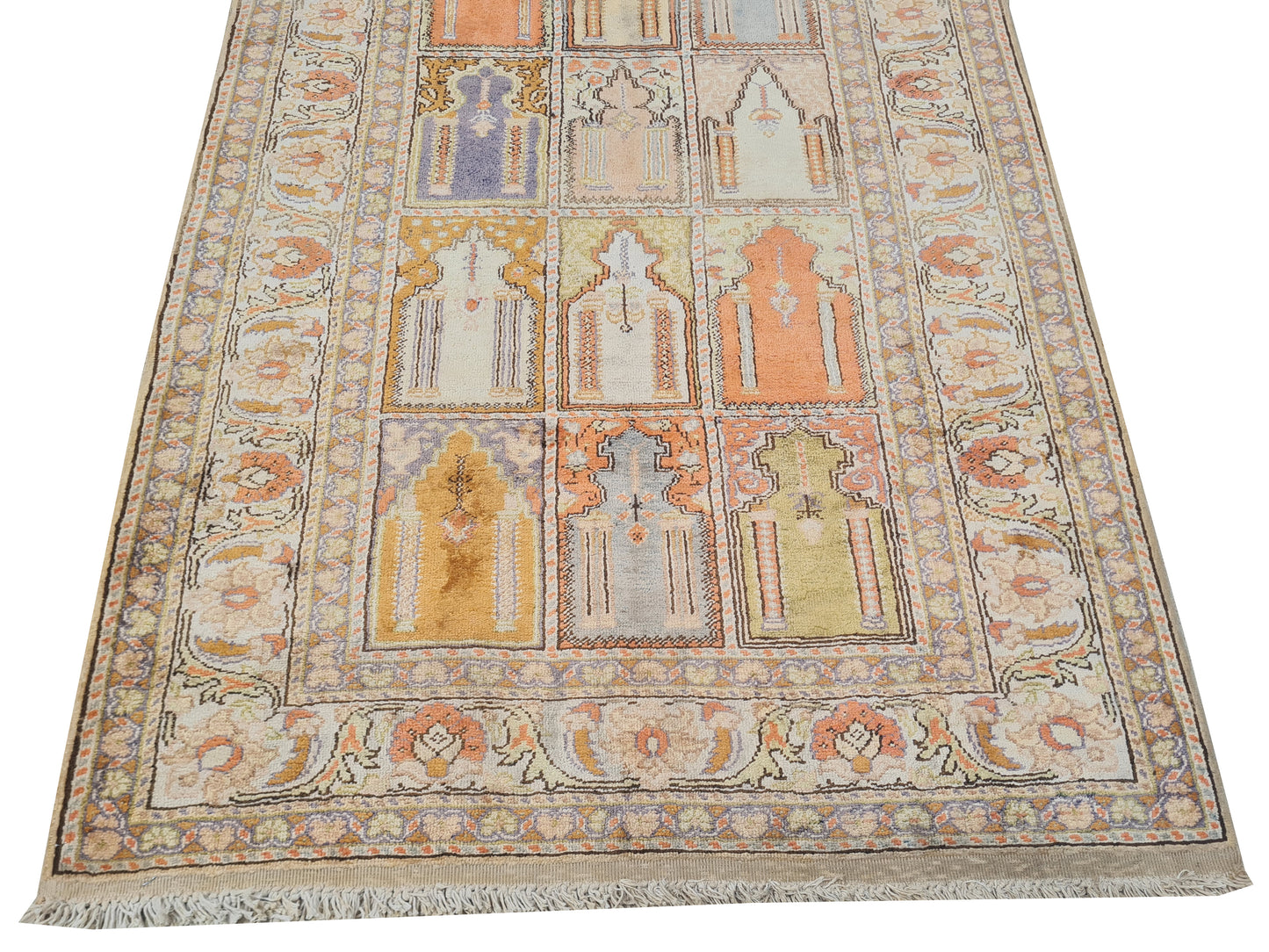 Amazing Hand Knotted Vintage Turkish Qaisery Silk Area Rug 4.3 x 3.0 Ft