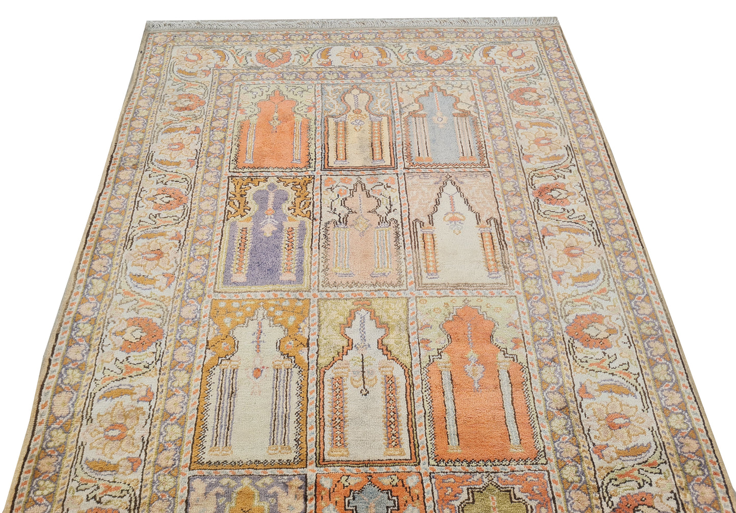 Amazing Hand Knotted Vintage Turkish Qaisery Silk Area Rug 4.3 x 3.0 Ft