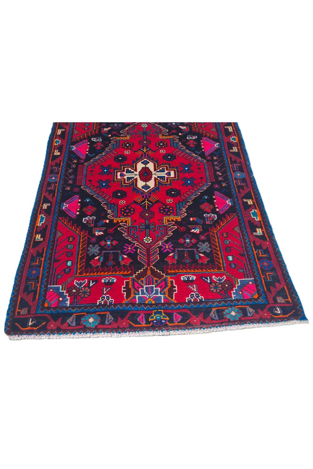 Amazing Hand Knotted Vintage Hamadan Wool Area Rug 5.0 x 3.6 Ft