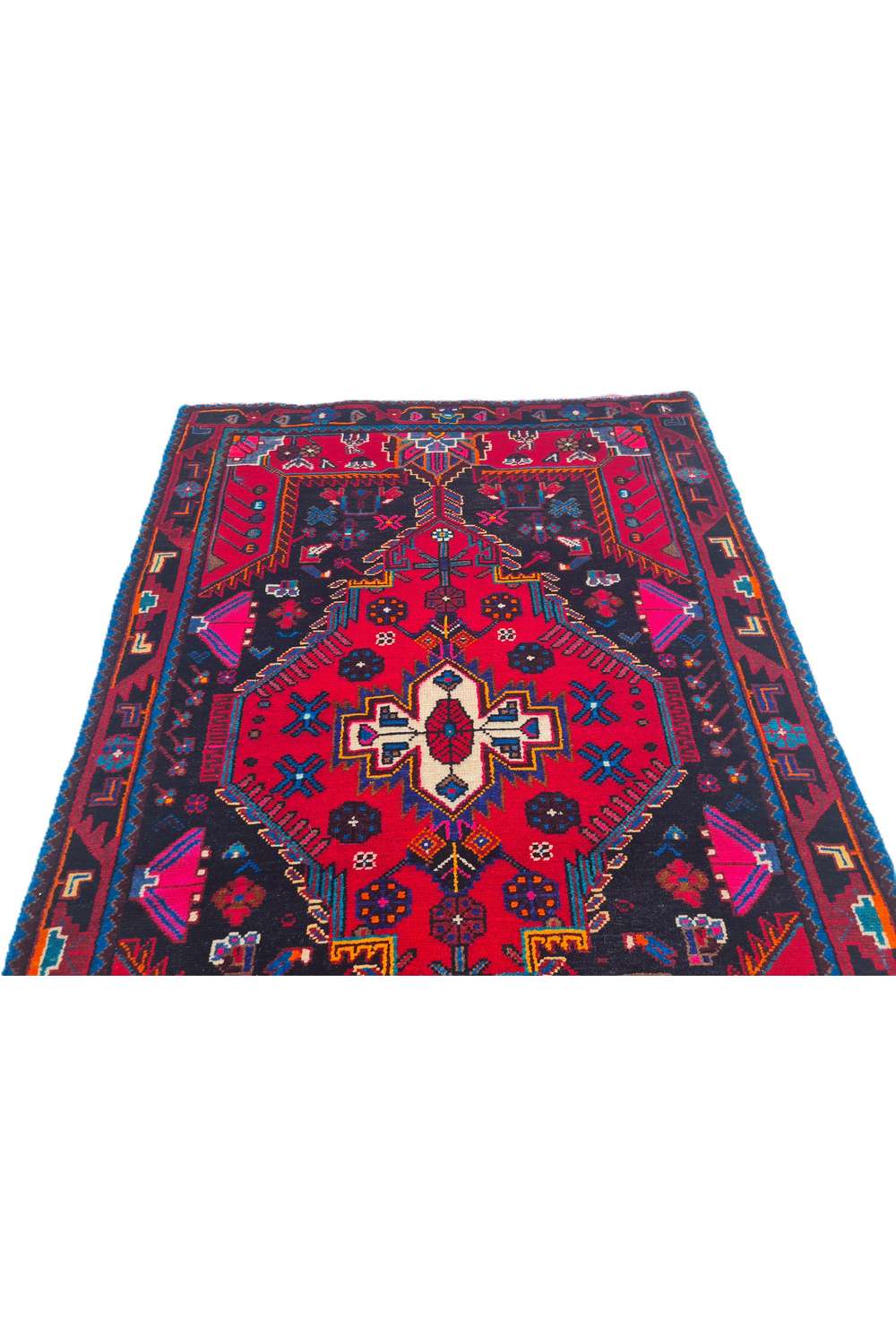 Amazing Hand Knotted Vintage Hamadan Wool Area Rug 5.0 x 3.6 Ft