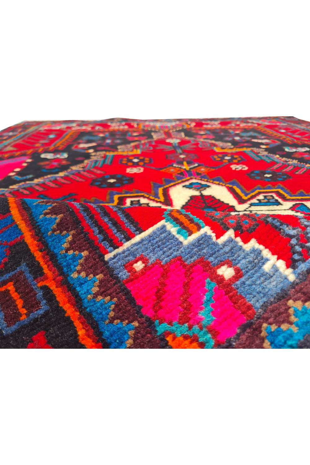 Amazing Hand Knotted Vintage Hamadan Wool Area Rug 5.0 x 3.6 Ft