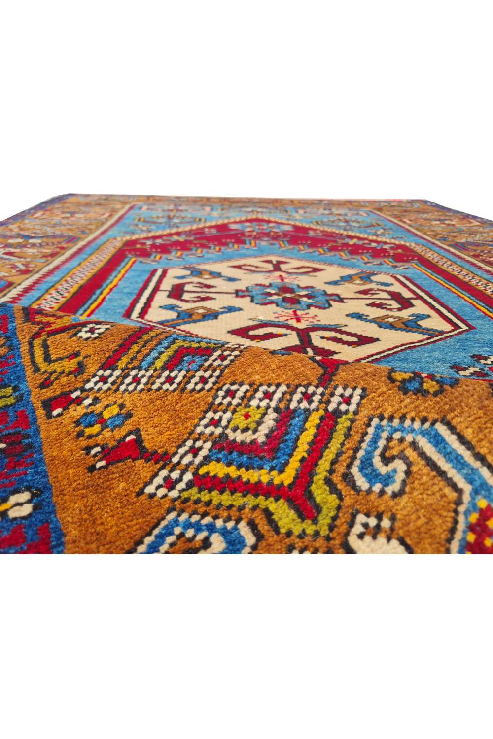 Amazing Hand Knotted Vintage Turkish Wool Area Rug 5.4 x 3.5 Ft