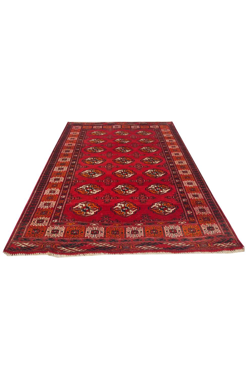 Amazing Hand Knotted Vintage Afghan Turkmen Sara Wool Area Rug 4.8 x 3.7 Ft