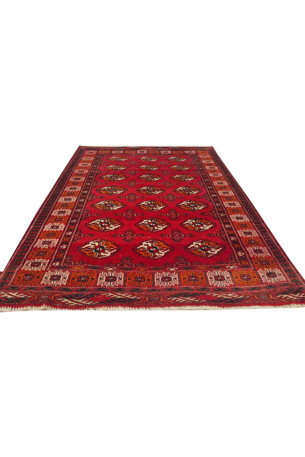 Amazing Hand Knotted Vintage Afghan Turkmen Sara Wool Area Rug 4.8 x 3.7 Ft