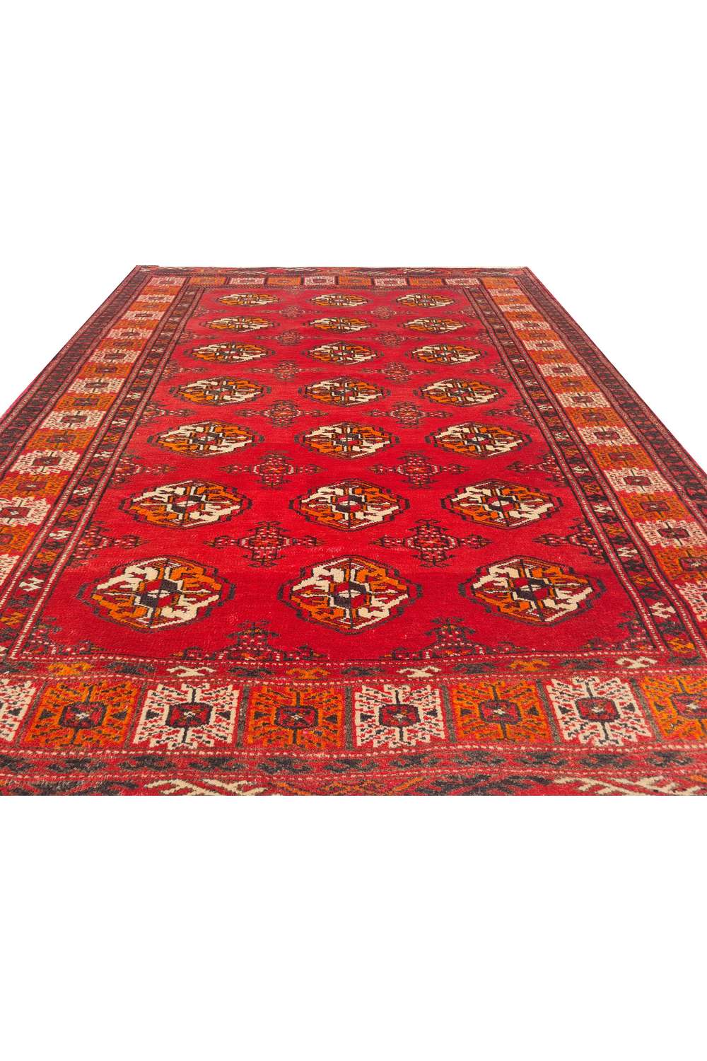 Amazing Hand Knotted Vintage Afghan Turkmen Sara Wool Area Rug 4.8 x 3.7 Ft
