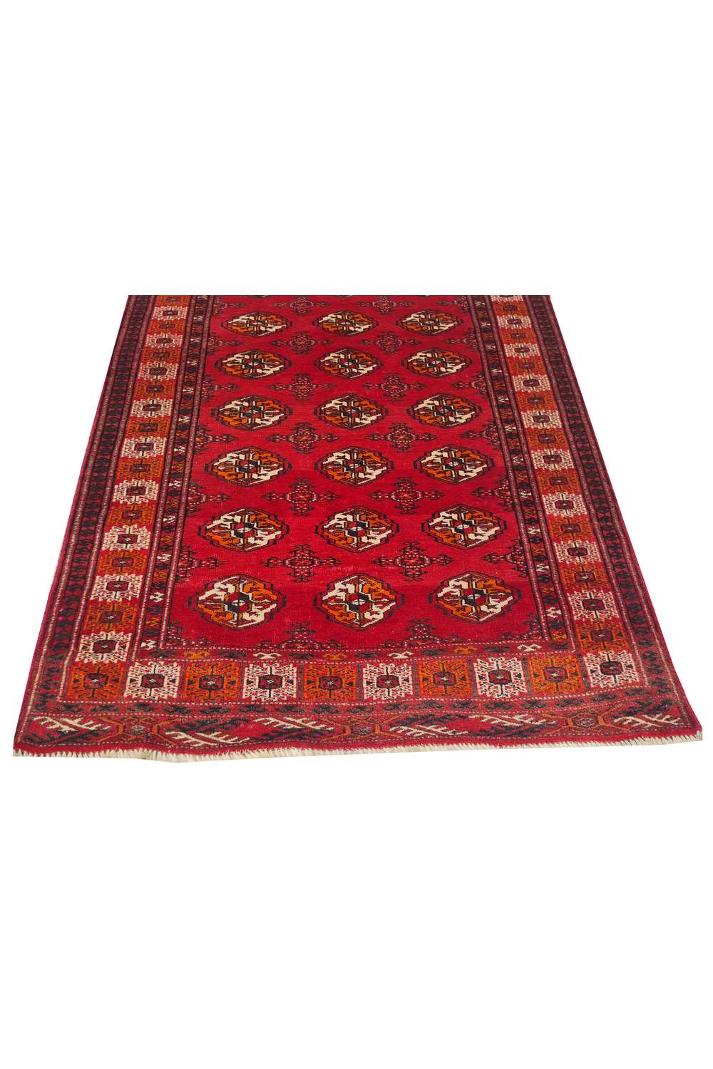 Amazing Hand Knotted Vintage Afghan Turkmen Sara Wool Area Rug 4.8 x 3.7 Ft