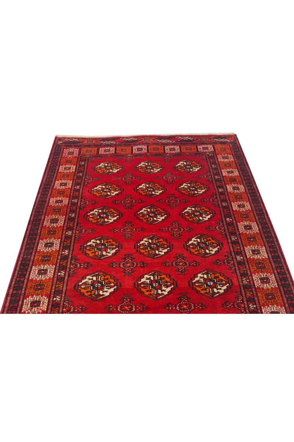 Amazing Hand Knotted Vintage Afghan Turkmen Sara Wool Area Rug 4.8 x 3.7 Ft