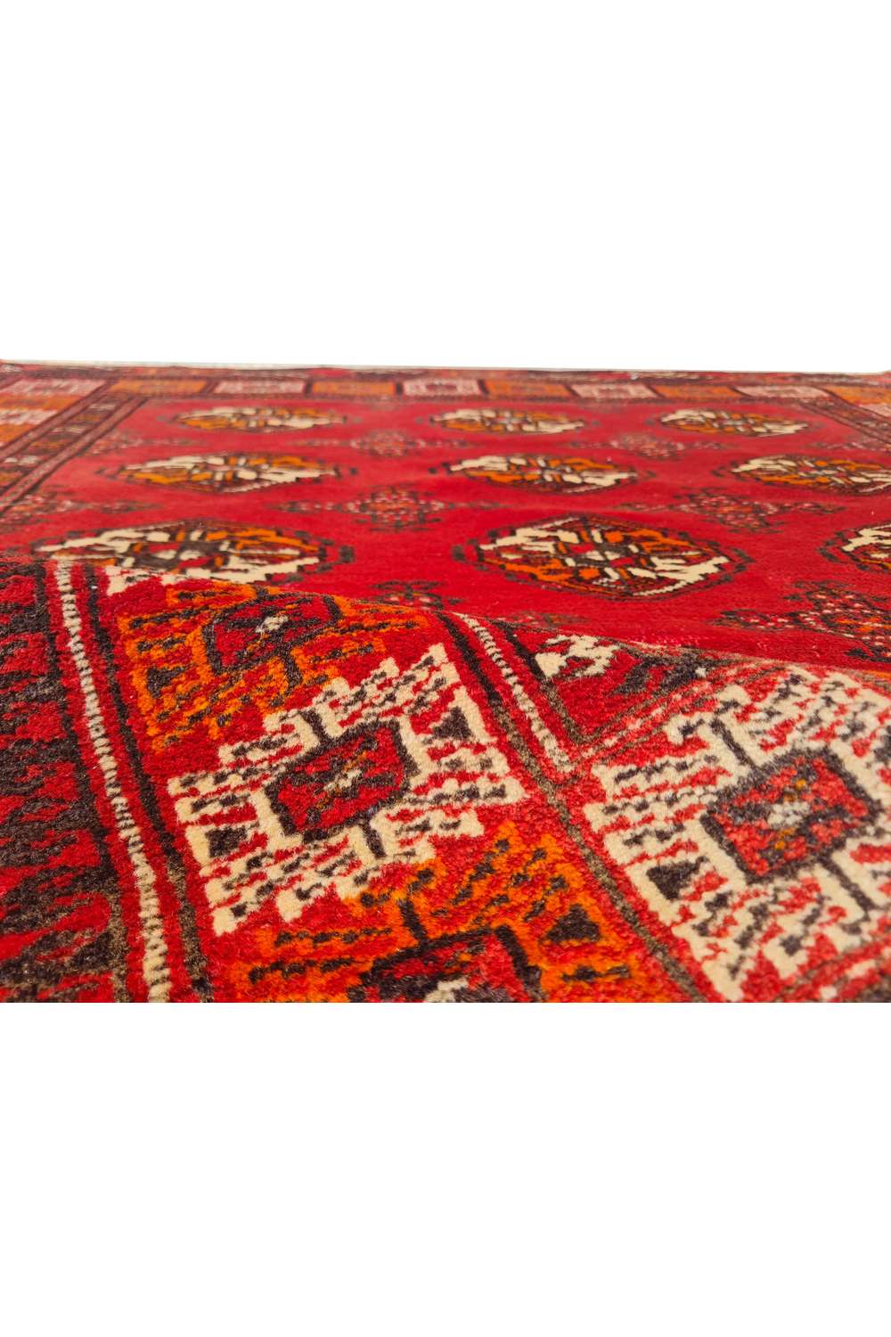 Amazing Hand Knotted Vintage Afghan Turkmen Sara Wool Area Rug 4.8 x 3.7 Ft