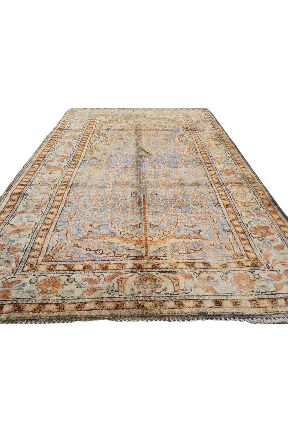 Amazing Hand Knotted Vintage Qaisery Wool Area Rug 4.4 x 2.11 Ft
