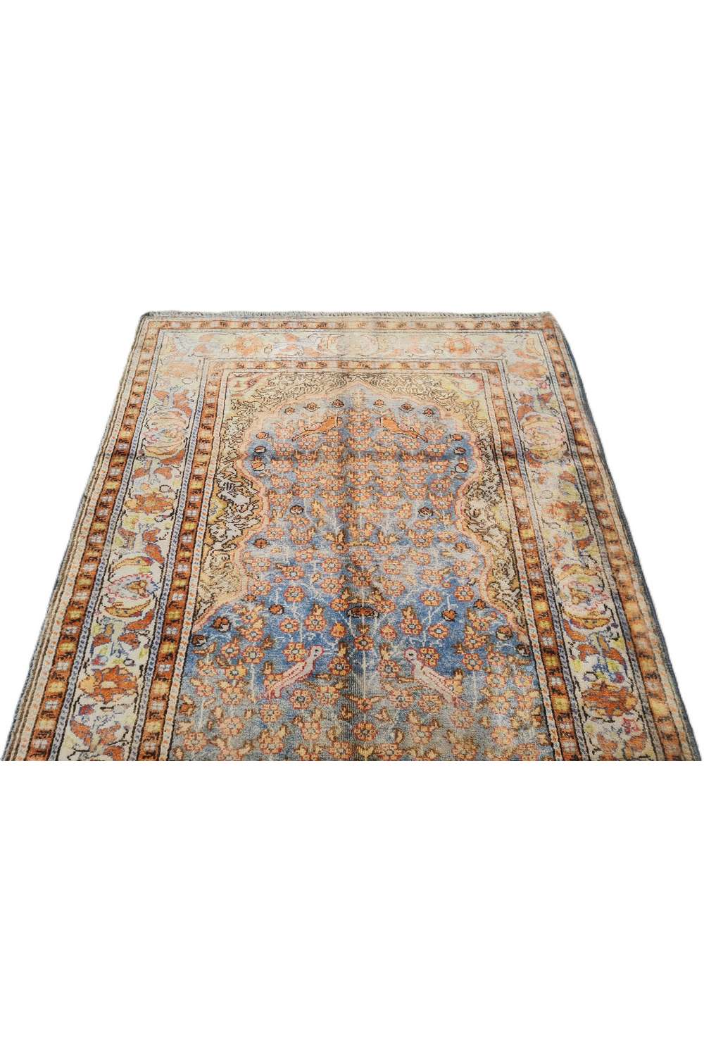 Amazing Hand Knotted Vintage Qaisery Wool Area Rug 4.4 x 2.11 Ft