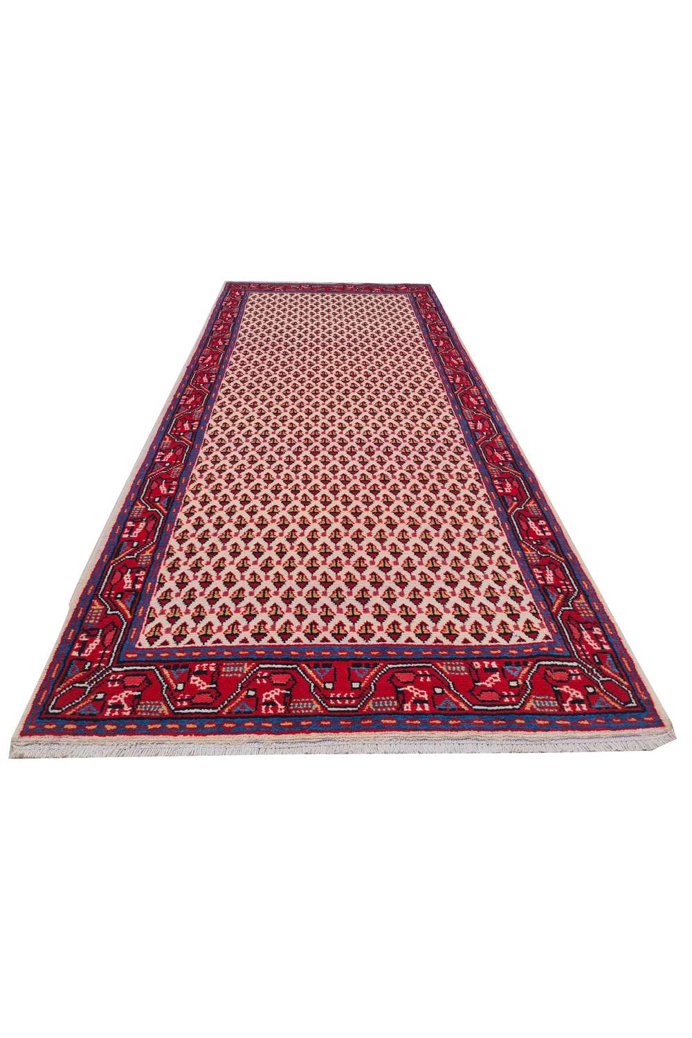 Hand made hand knotted vintage woven Persian Mir oriental wool area rug 6.3 x 2.8 Ft