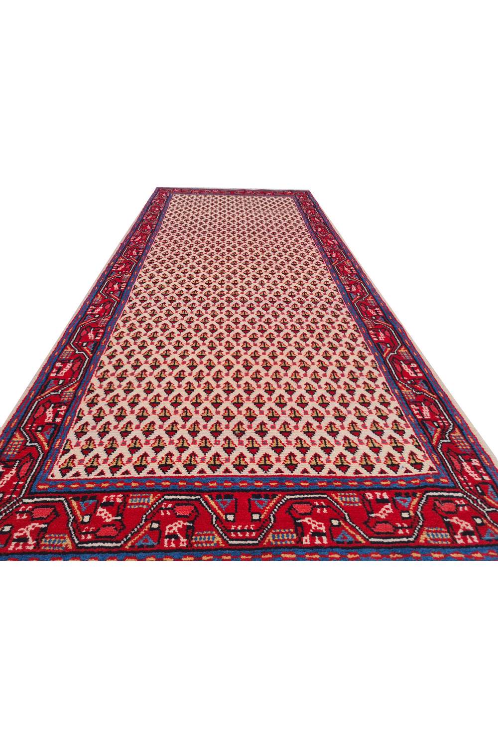 Hand made hand knotted vintage woven Persian Mir oriental wool area rug 6.3 x 2.8 Ft