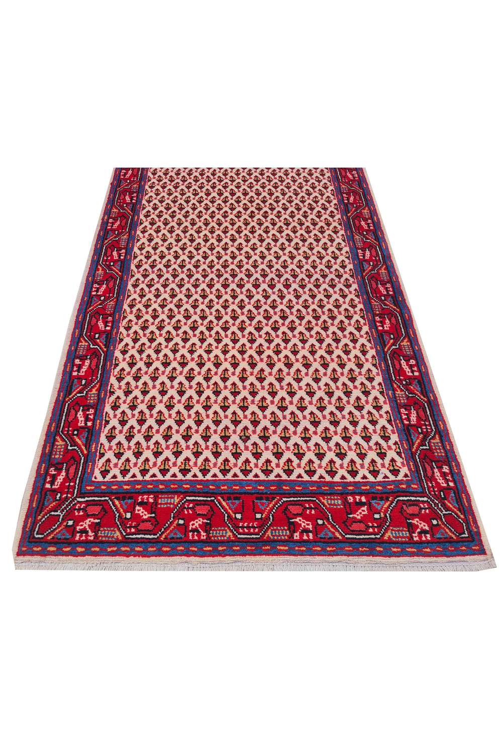 Hand made hand knotted vintage woven Persian Mir oriental wool area rug 6.3 x 2.8 Ft