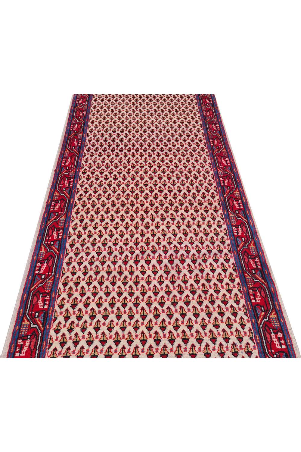 Hand made hand knotted vintage woven Persian Mir oriental wool area rug 6.3 x 2.8 Ft