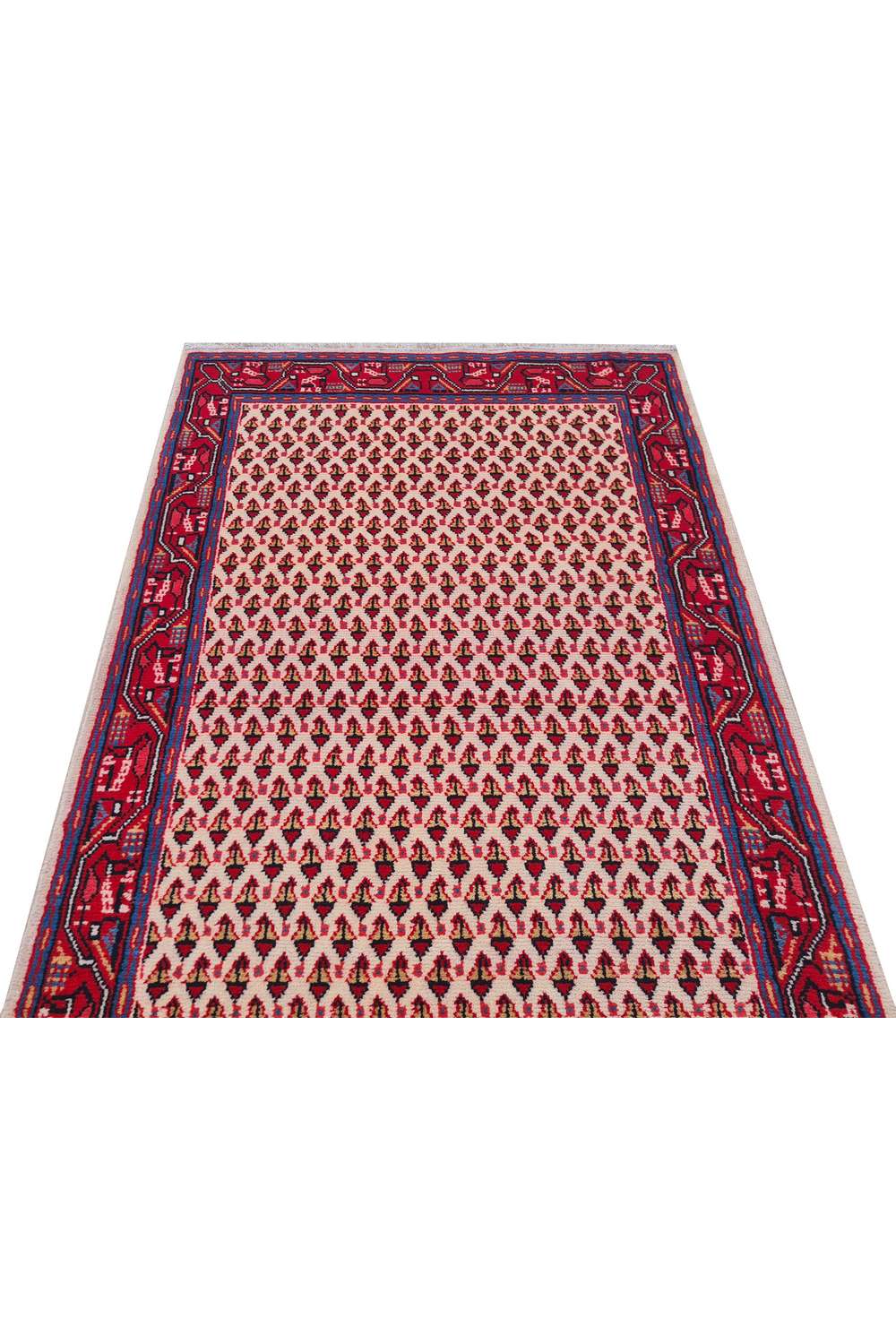 Hand made hand knotted vintage woven Persian Mir oriental wool area rug 6.3 x 2.8 Ft