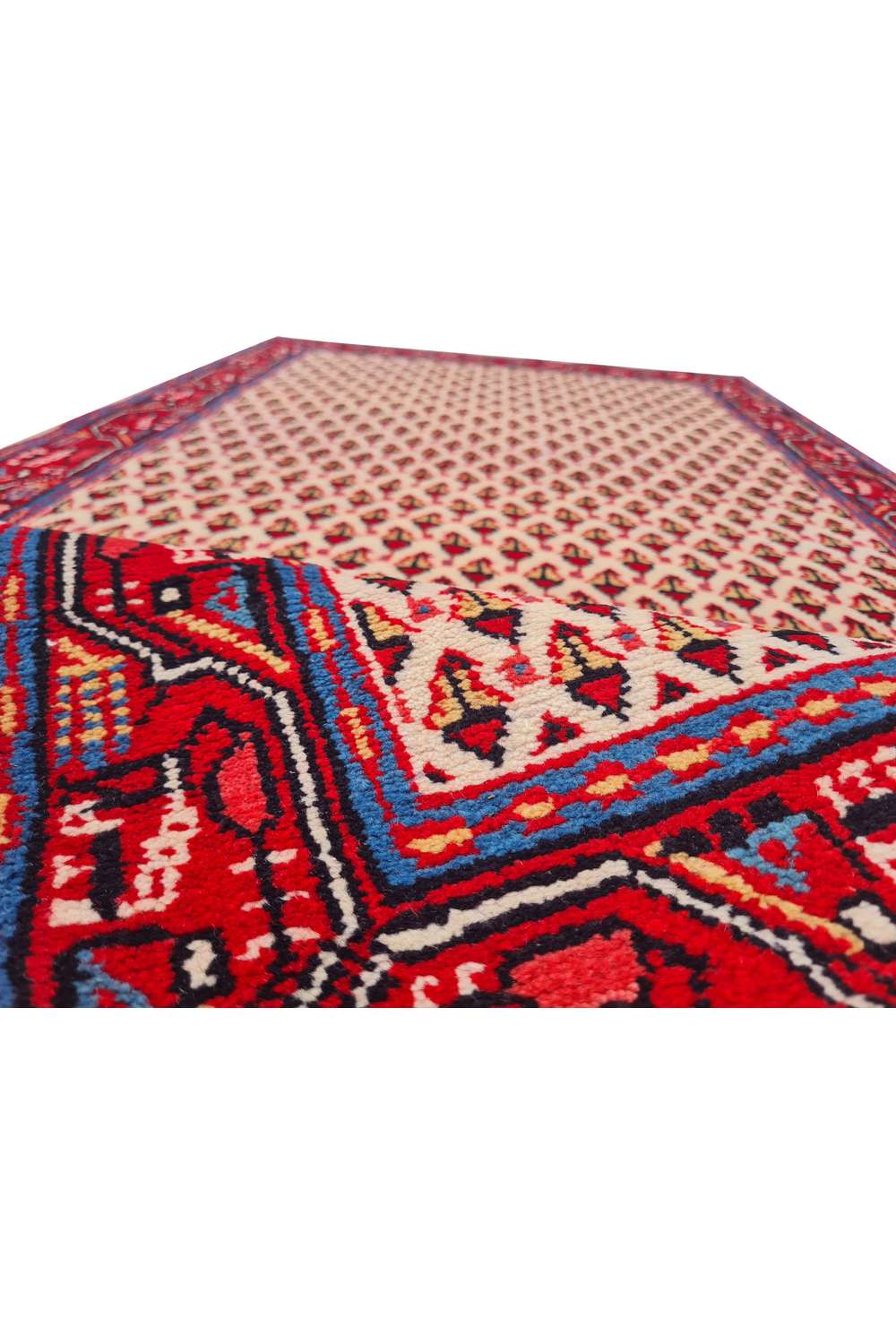 Hand made hand knotted vintage woven Persian Mir oriental wool area rug 6.3 x 2.8 Ft