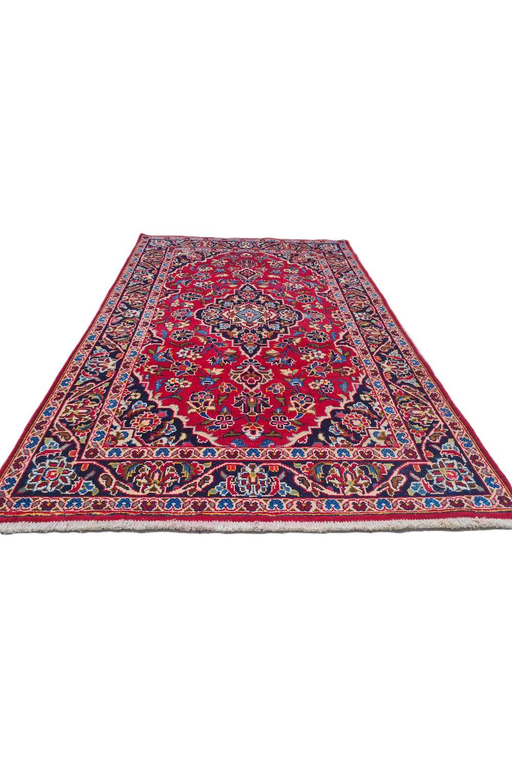 Amazing Hand Knotted Vintage Persian Kashan Wool Area Rug 5.0 x 3.3 Ft
