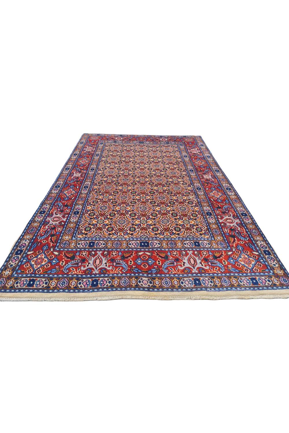 Amazing Hand Knotted Vintage Persian Yamoud Wool Area Rug 4.10 x 3.4 Ft