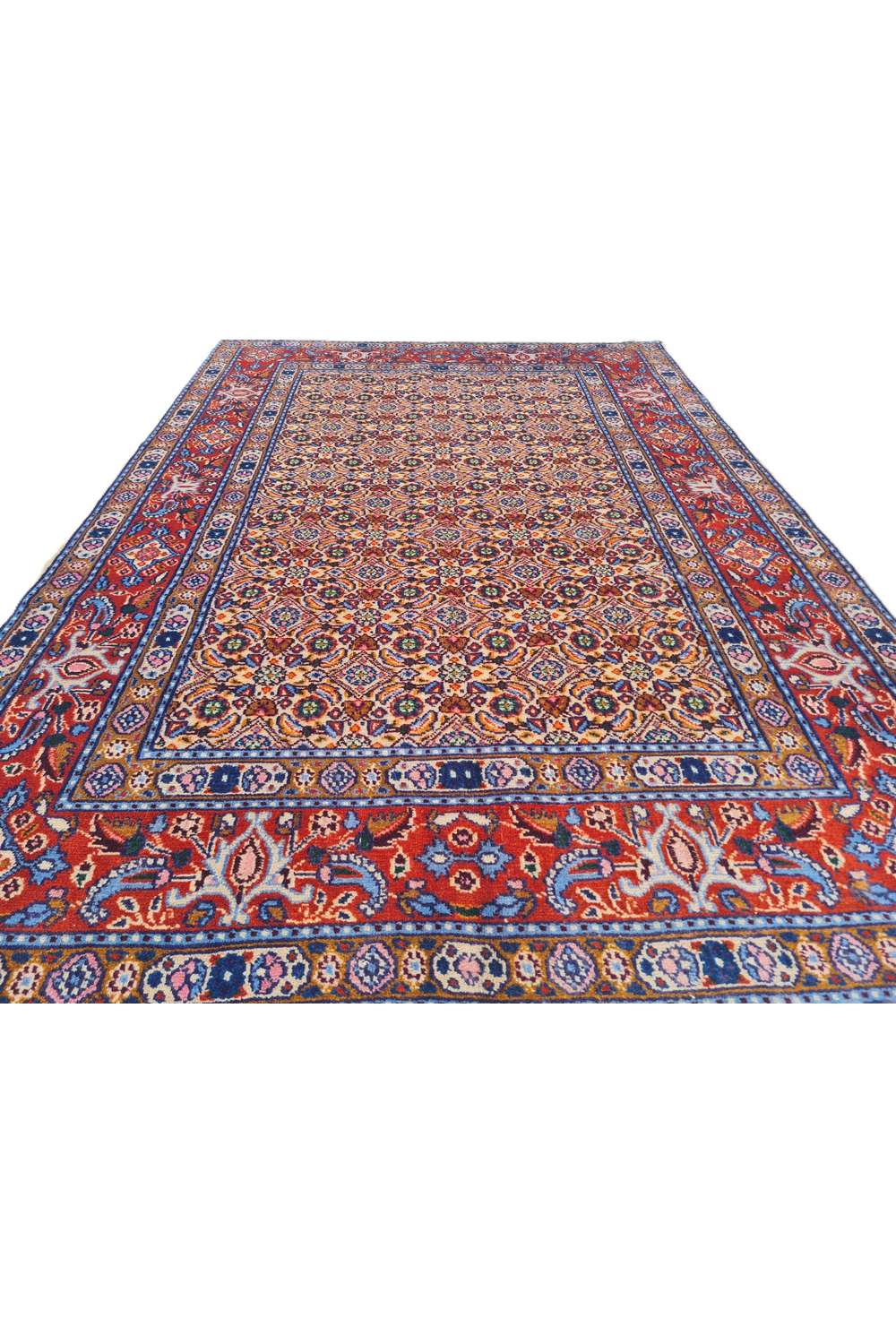 Amazing Hand Knotted Vintage Persian Yamoud Wool Area Rug 4.10 x 3.4 Ft