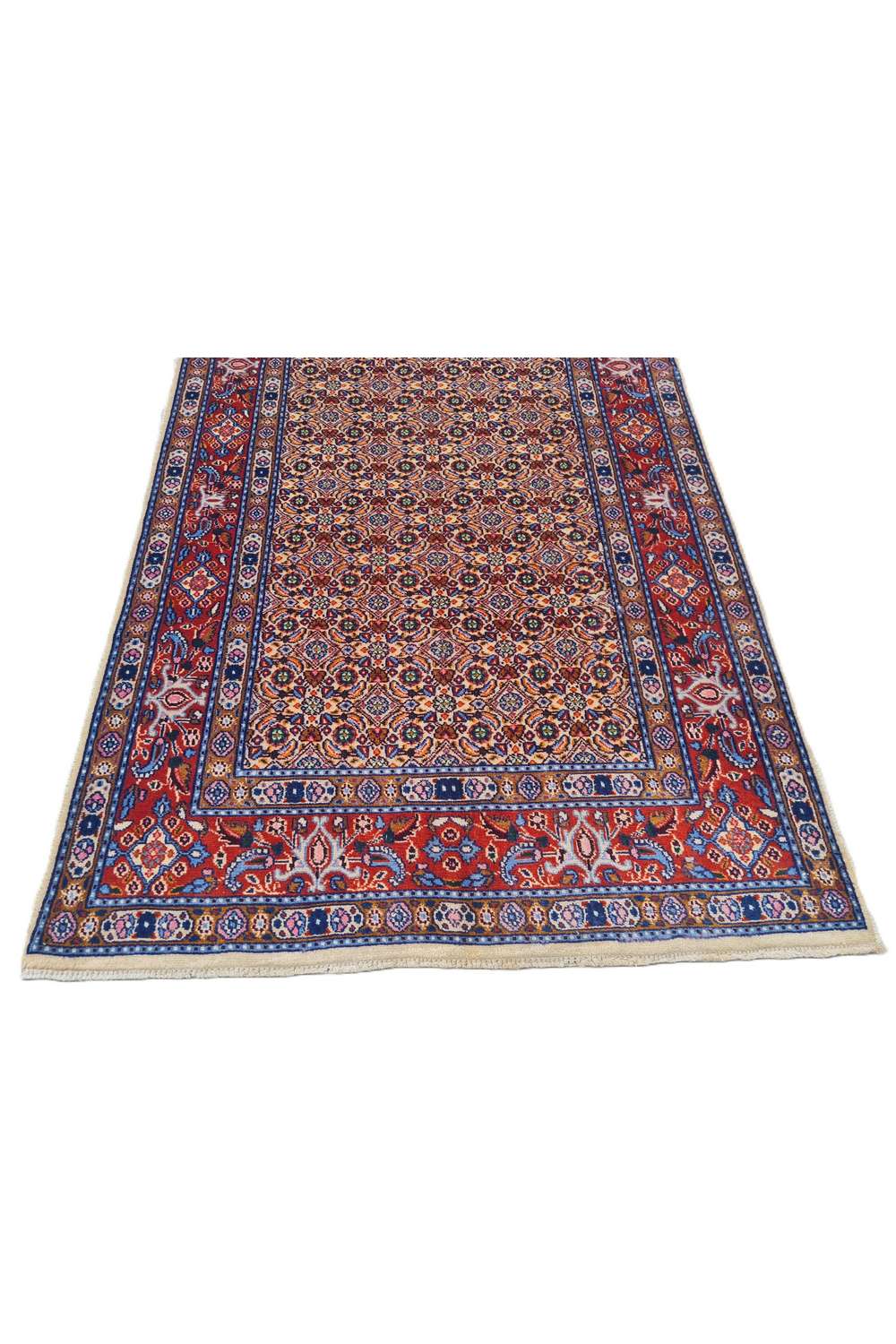 Amazing Hand Knotted Vintage Persian Yamoud Wool Area Rug 4.10 x 3.4 Ft