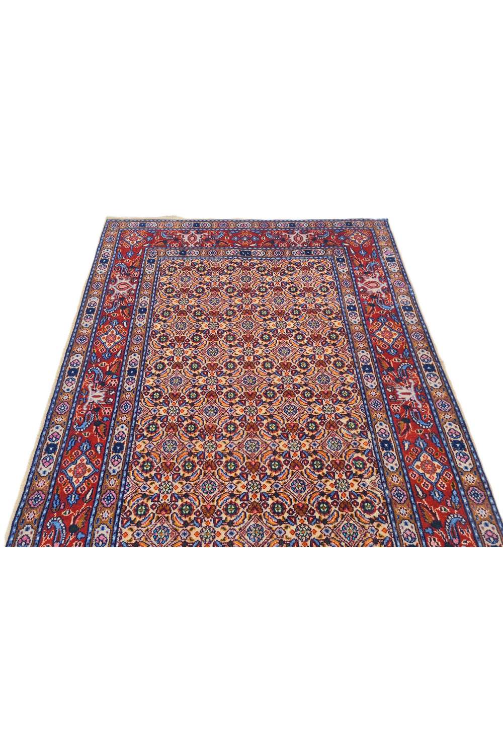 Amazing Hand Knotted Vintage Persian Yamoud Wool Area Rug 4.10 x 3.4 Ft