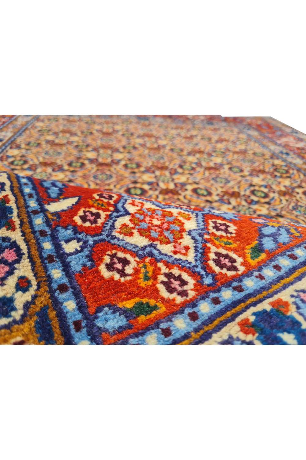 Amazing Hand Knotted Vintage Persian Yamoud Wool Area Rug 4.10 x 3.4 Ft