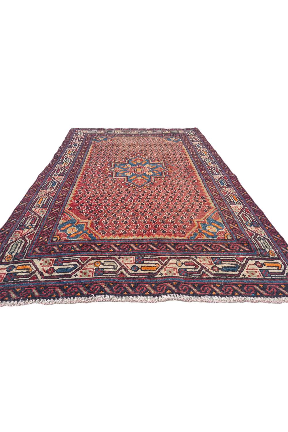 Amazing Hand Knotted Antique Persian Hamadan Wool Area Rug 5.2 x 3.6 Ft