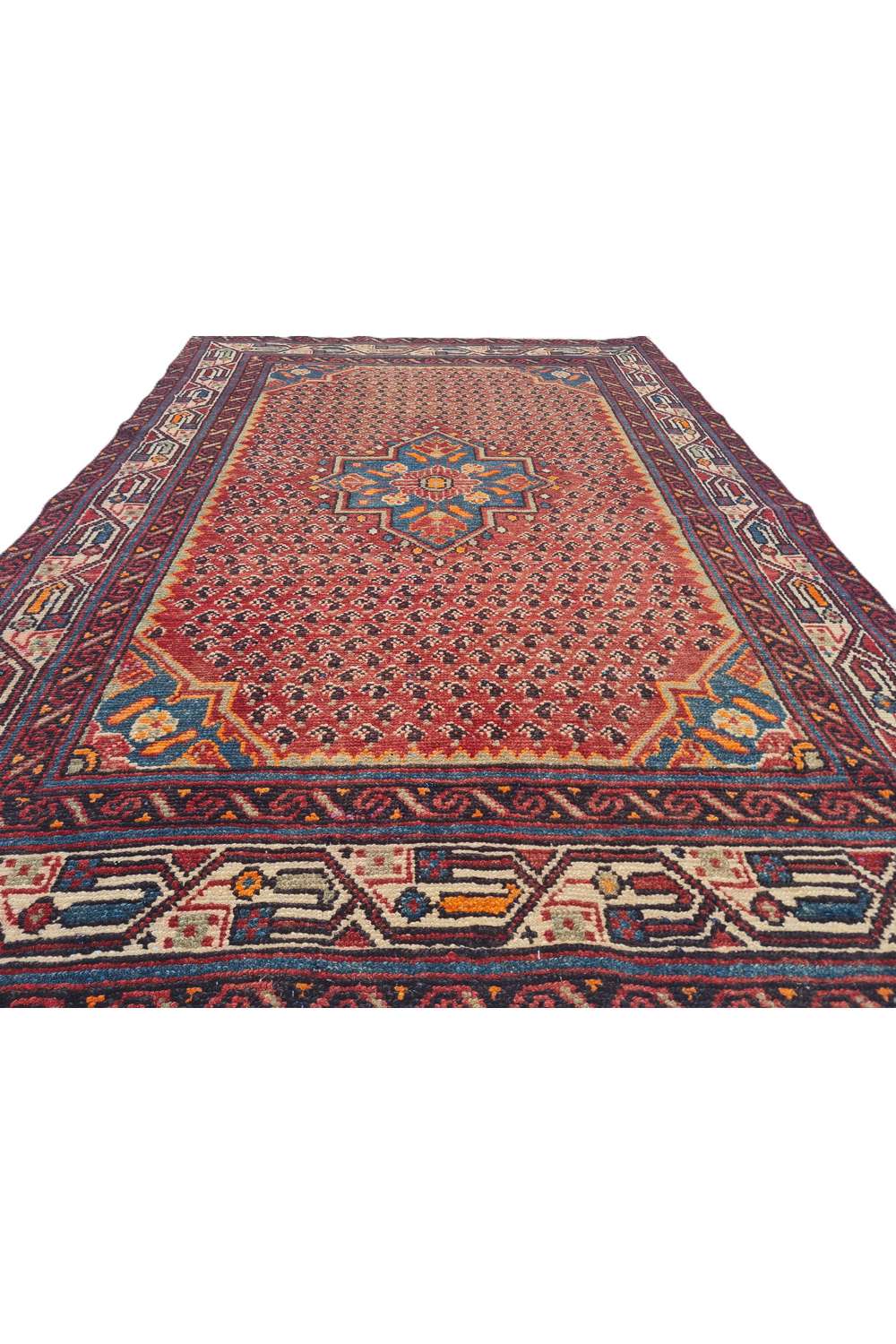 Amazing Hand Knotted Antique Persian Hamadan Wool Area Rug 5.2 x 3.6 Ft