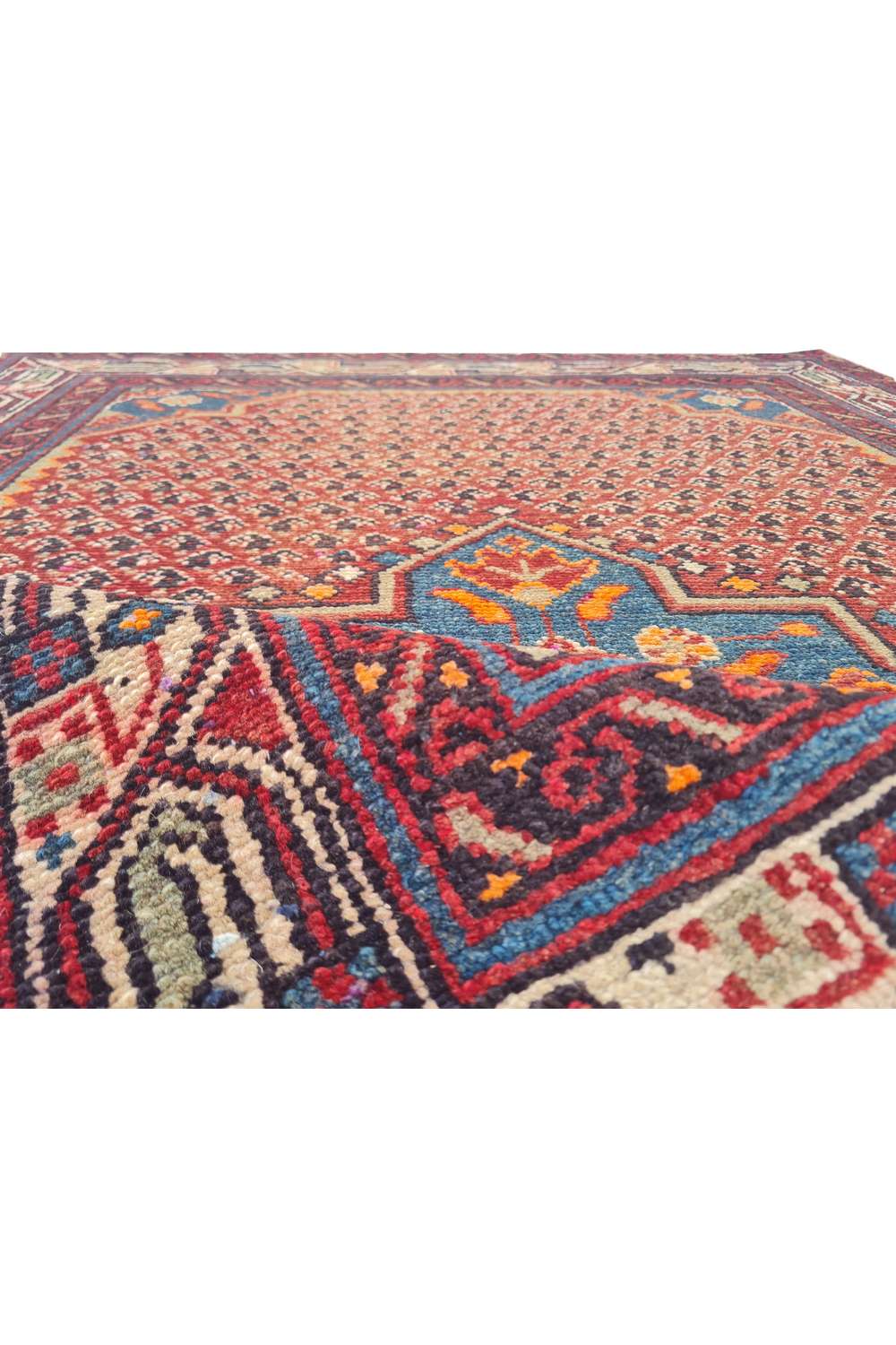 Amazing Hand Knotted Antique Persian Hamadan Wool Area Rug 5.2 x 3.6 Ft