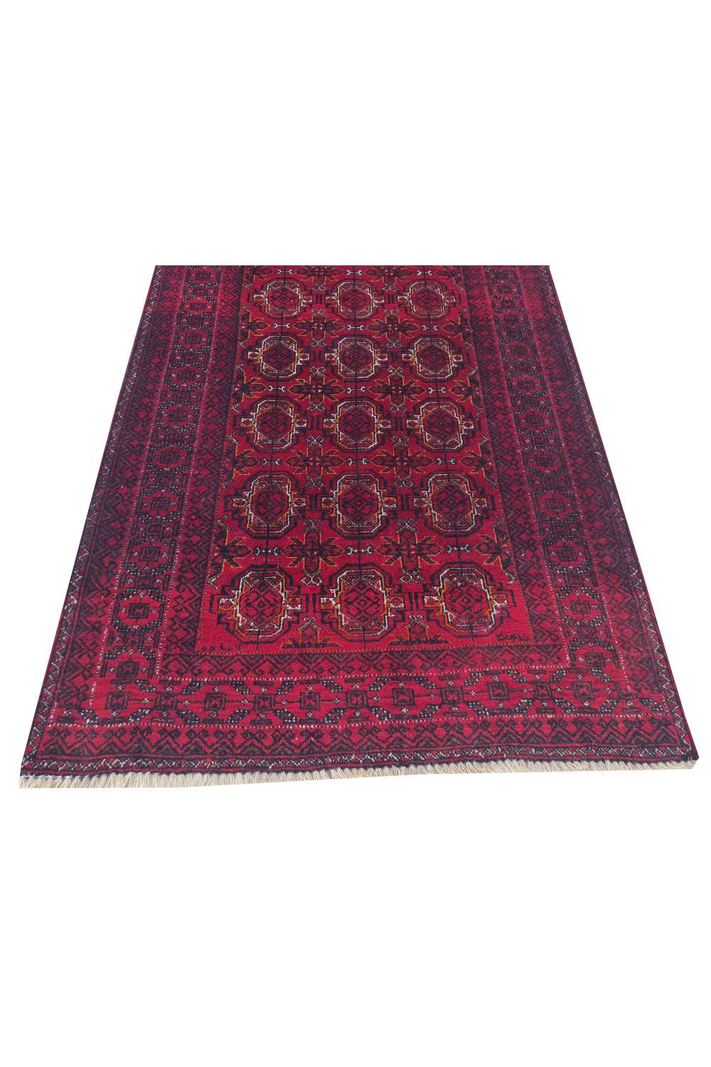 Amazing Hand Knotted Antique Afghan Turkmen Wool Area Rug 5.8 x 2.10 Ft