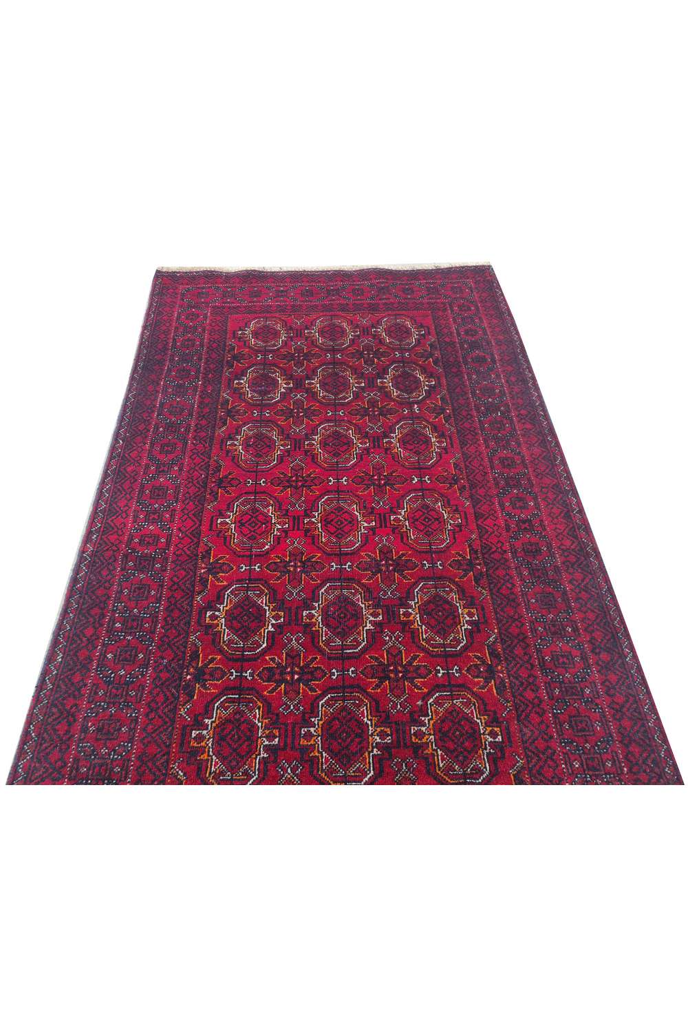 Amazing Hand Knotted Antique Afghan Turkmen Wool Area Rug 5.8 x 2.10 Ft