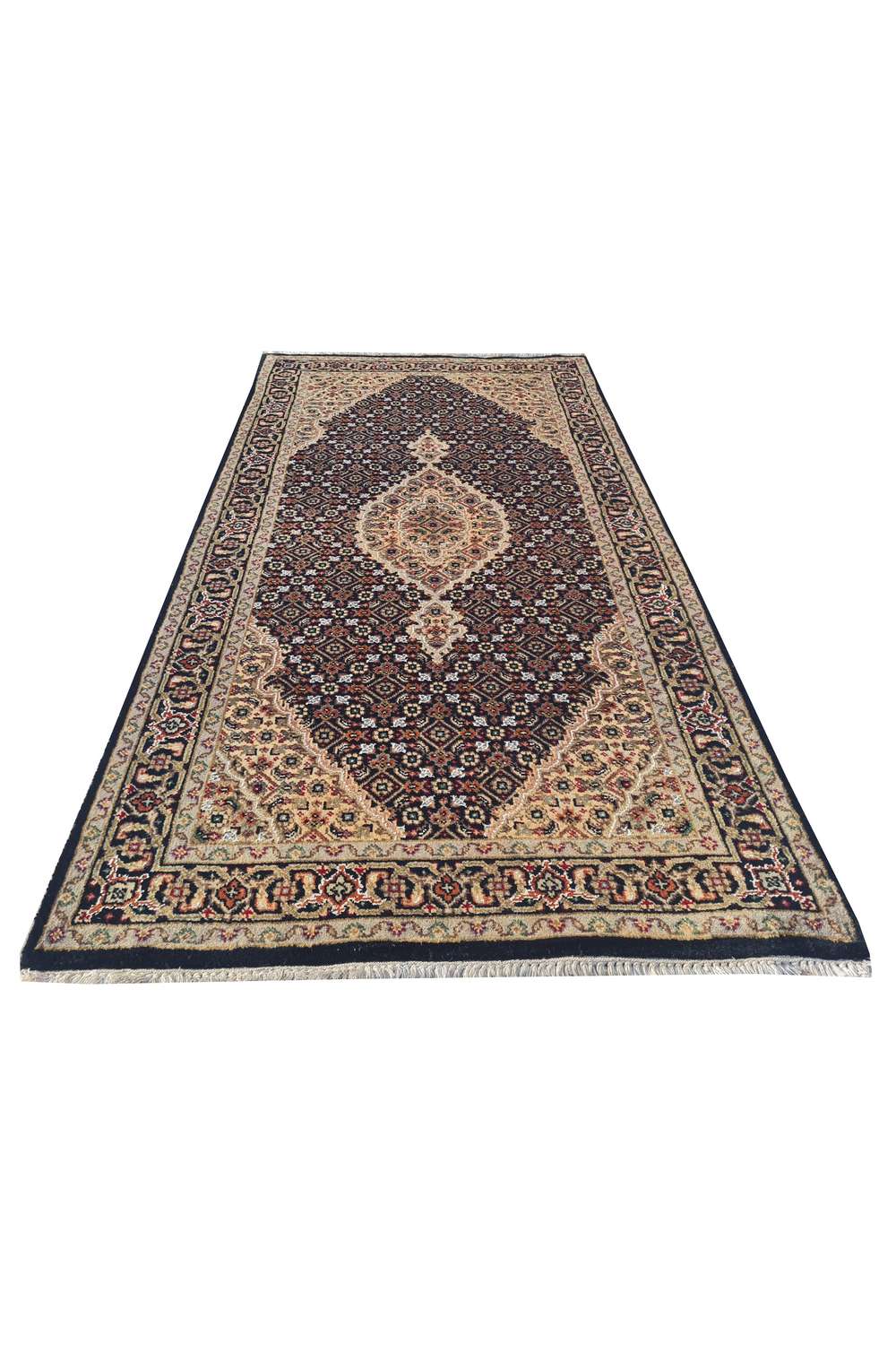 Amazing Hand Knotted Vintage Persian Tabriz Wool Area Rug 4.7 x 2.5 Ft