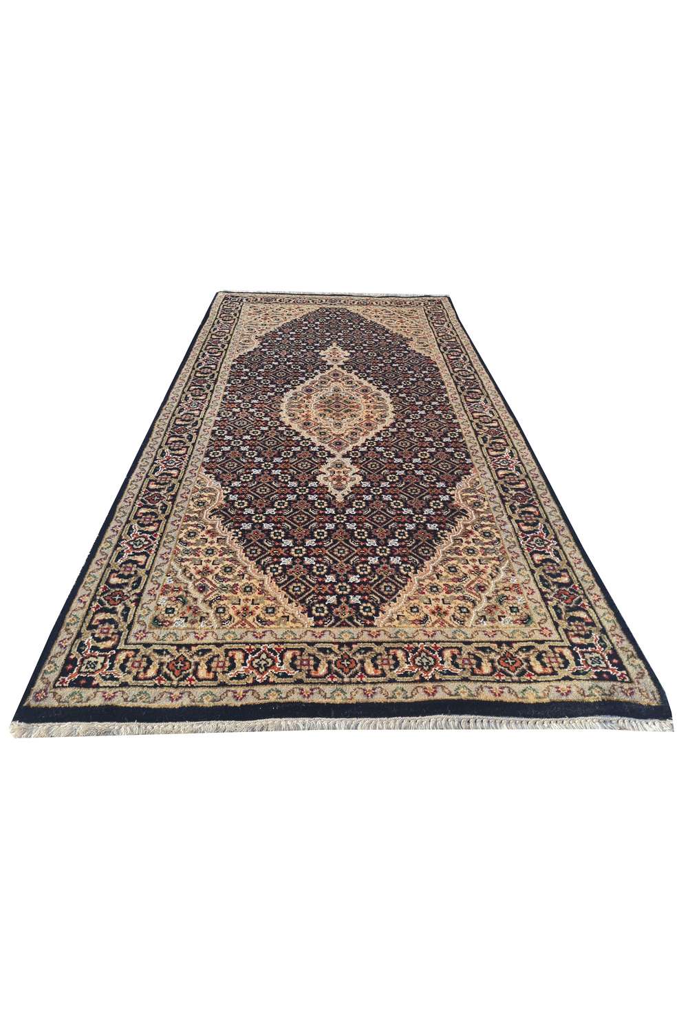 Amazing Hand Knotted Vintage Persian Tabriz Wool Area Rug 4.7 x 2.5 Ft