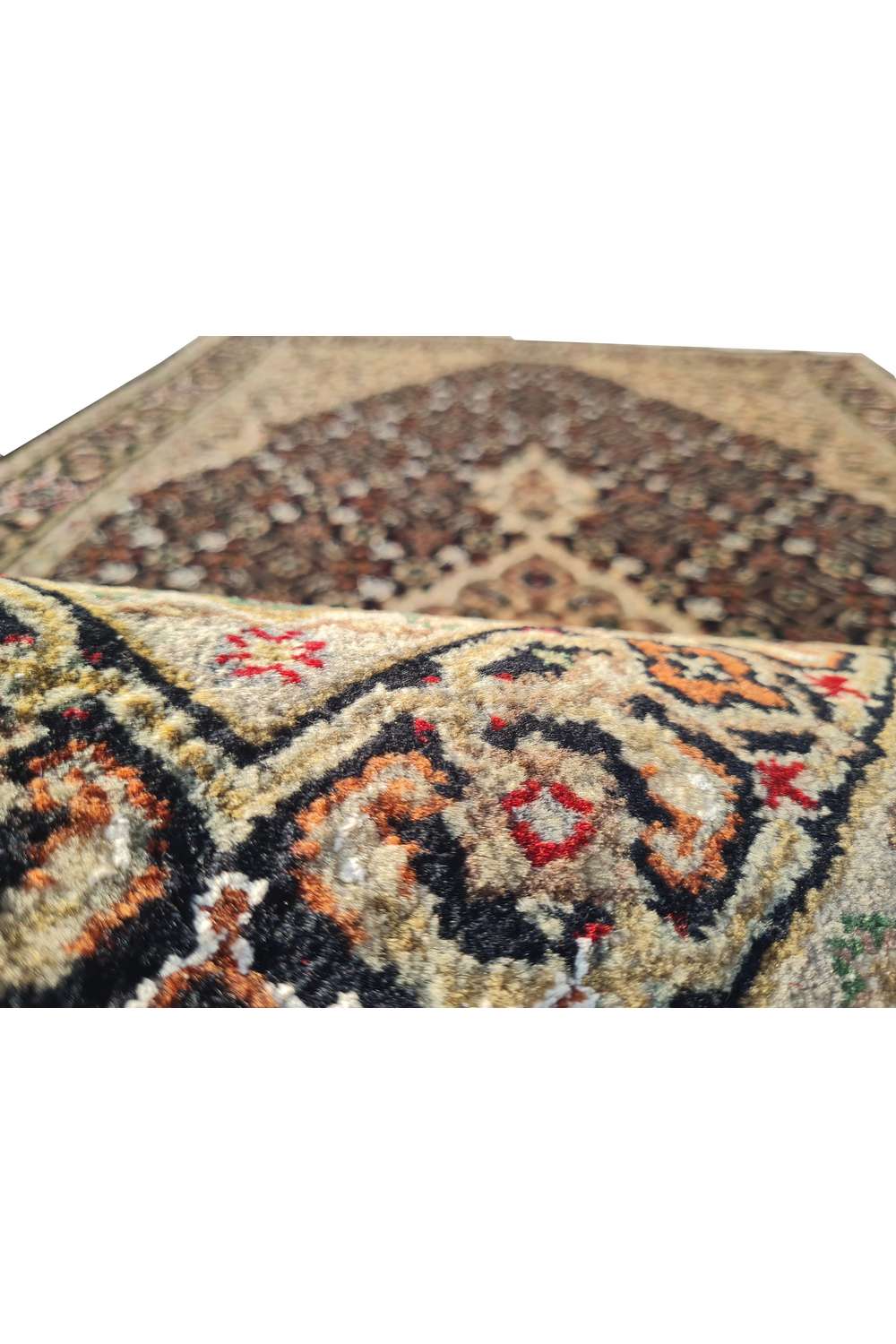 Amazing Hand Knotted Vintage Persian Tabriz Wool Area Rug 4.7 x 2.5 Ft