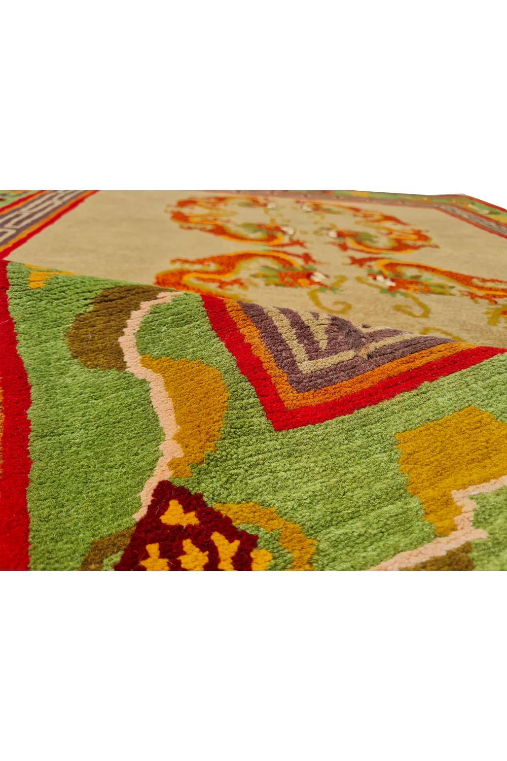 Amazing Hand Knotted Vintage Sino Tibet Silk Area Rug 5.10 x 3.11 Ft