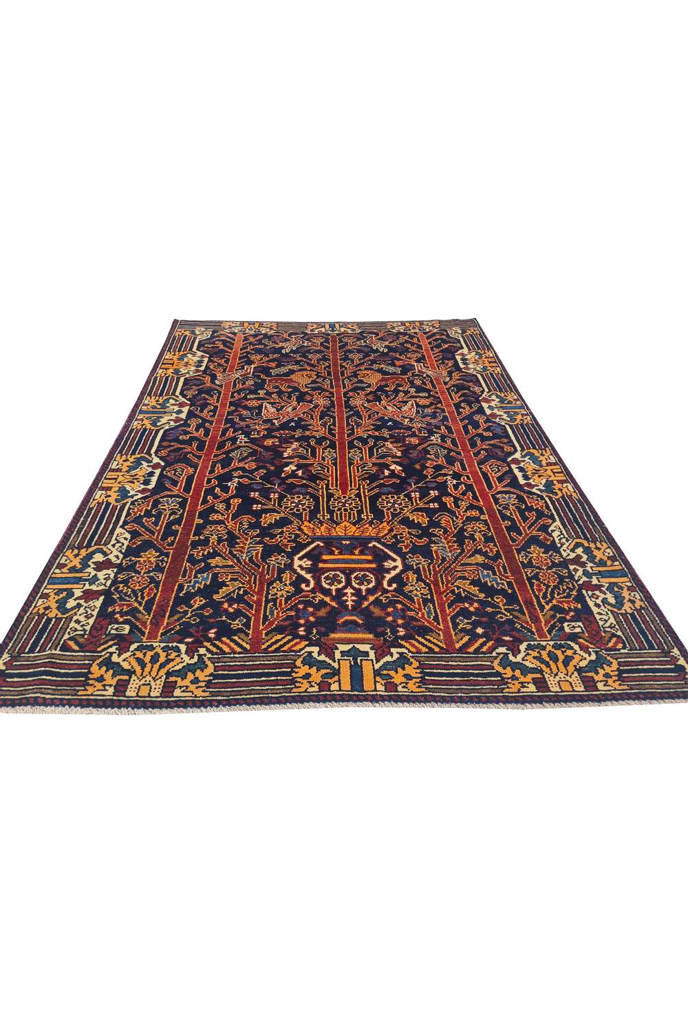 Amazing Hand Knotted Vintage Persian Malayaar Pictorial Wool Area Rug 5.1 x 3.9 Ft