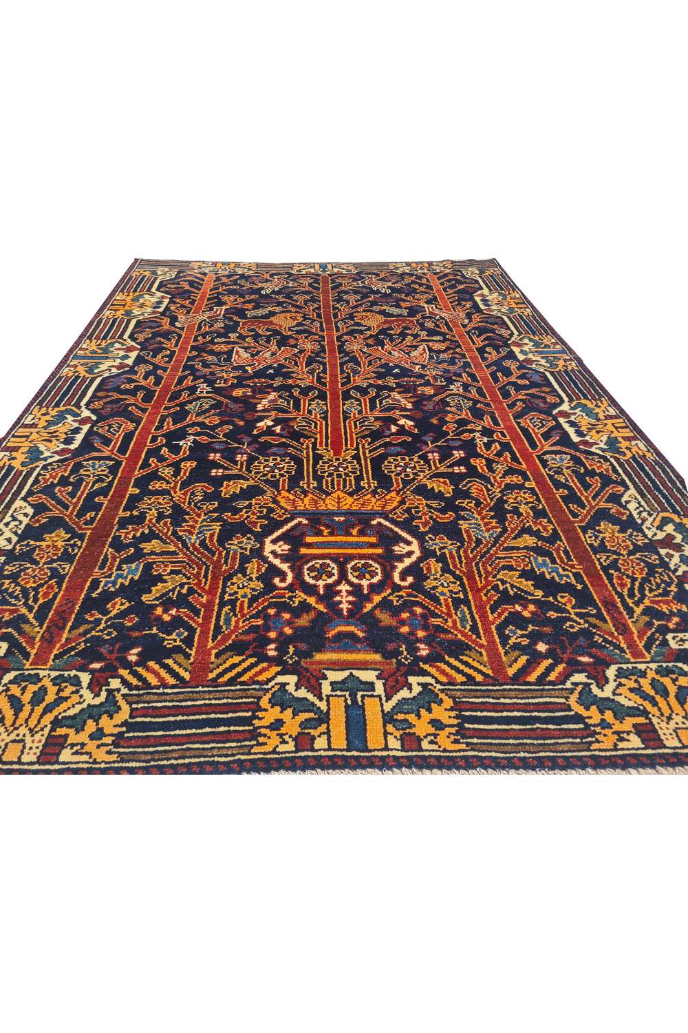 Amazing Hand Knotted Vintage Persian Malayaar Pictorial Wool Area Rug 5.1 x 3.9 Ft
