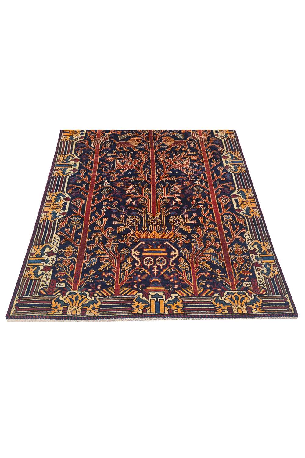 Amazing Hand Knotted Vintage Persian Malayaar Pictorial Wool Area Rug 5.1 x 3.9 Ft